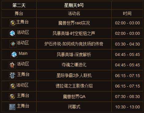 图2：迅游网游加速器——暴雪嘉年华时间表