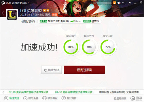 图2：迅游网游加速器——一键减负让你的英雄轻松作战