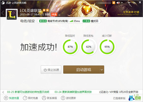 图4：迅游网游加速器——迅游加速效果
