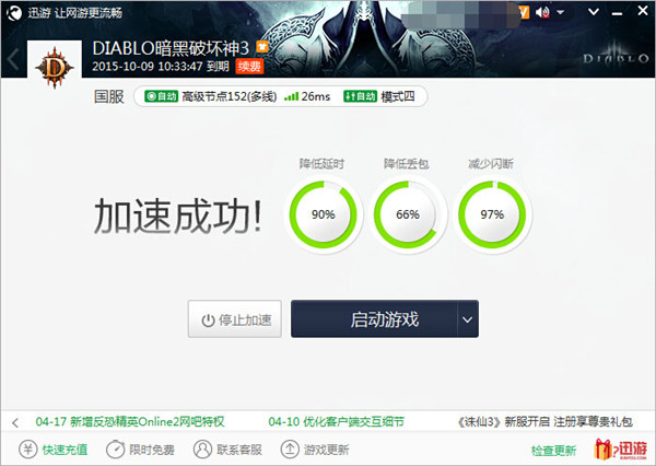 图4：迅游网游加速器——迅游加速效果