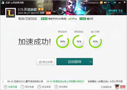 图2：迅游网游加速器——游戏延迟降低84%